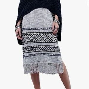Free People Fringe Sweater Skirt in the grey combo color, Size Small
